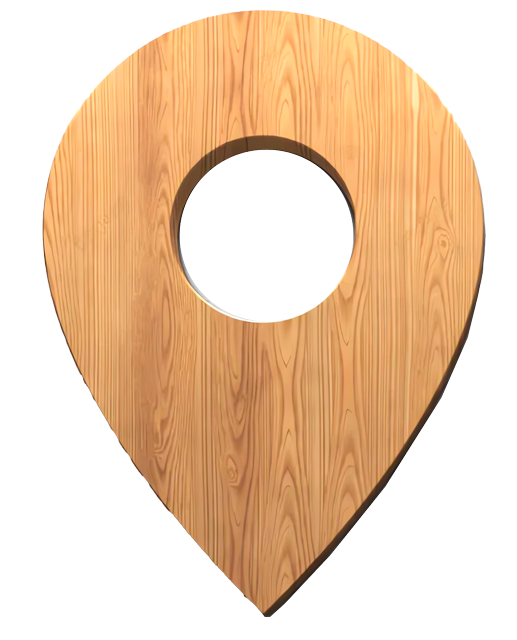 contacto-Icono de ubicación en madera
